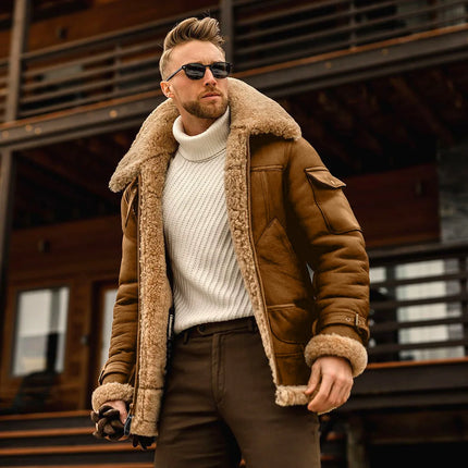 Herren-Jacke mit Fleecefutter – Vintage Cargo-Jacke mit Krage und Glidelås | Tykk Vinterjakke mit Lommer (2025)