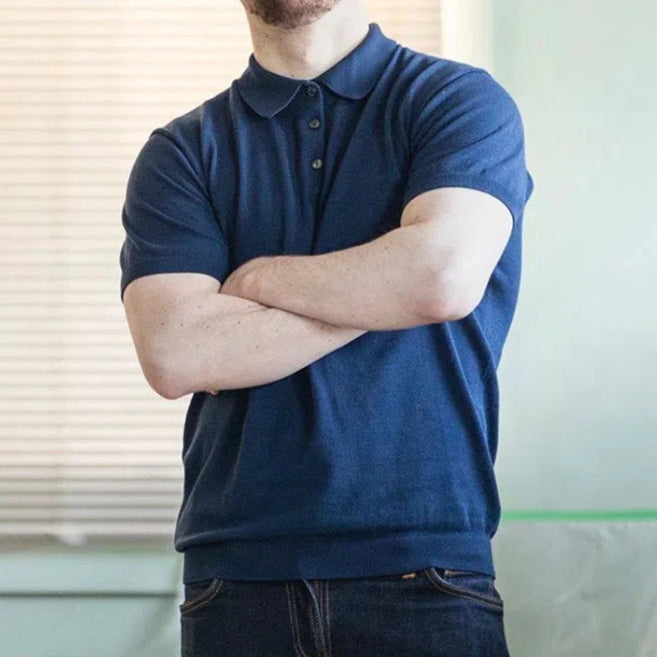 Retro Casual Polo T-skjorte til Herre – 100% Bomull, Kortermet Sommerstil