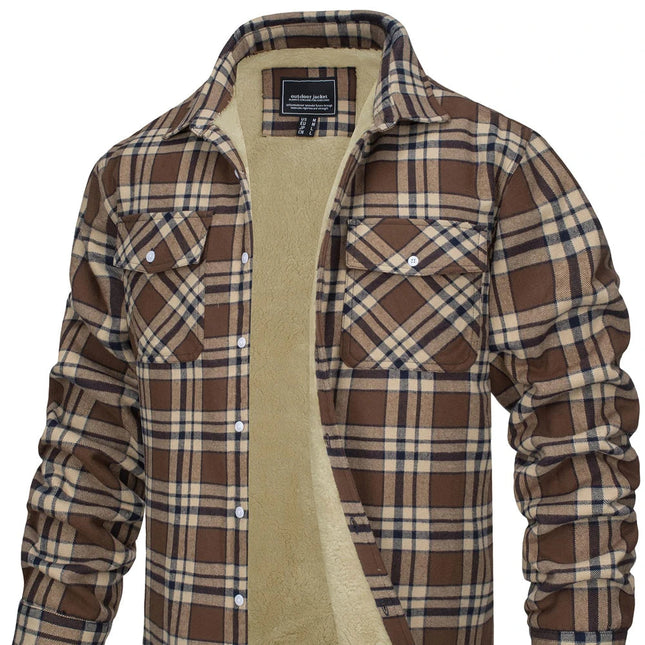 Herrejakke – Varm Flanellskjorte med Fleecefôr | Rutete Vinterjakke til Arbeid & Fritid