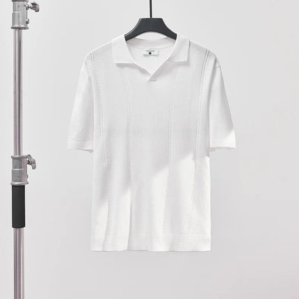 Sommer Polo T-skjorte til Herre – V-hals, Slim Fit & Britisk Stil
