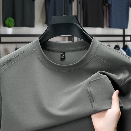 Sommer T-skjorte for Herre – Ensfarget Rund Hals | Komfortabel, Pustende og Elegant i Koreansk Stil