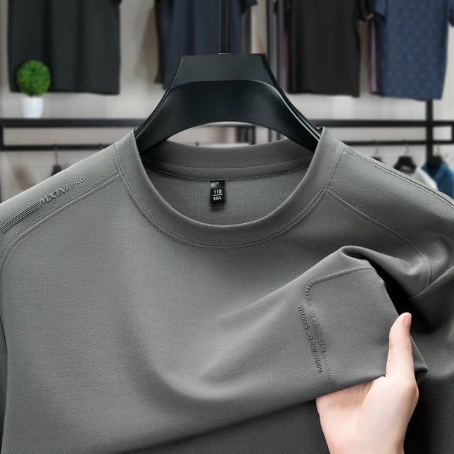 Sommer T-skjorte for Herre – Ensfarget Rund Hals | Komfortabel, Pustende og Elegant i Koreansk Stil