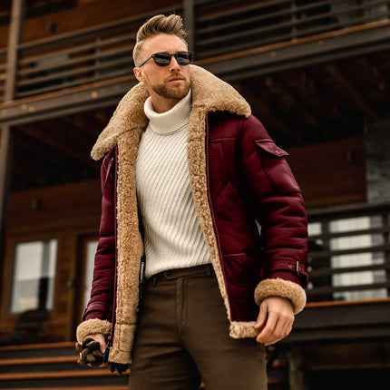 Herren-Jacke mit Fleecefutter – Vintage Cargo-Jacke mit Krage und Glidelås | Tykk Vinterjakke mit Lommer (2025)