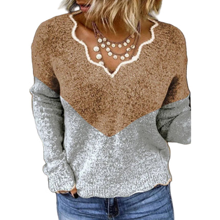Søt Strikkegenser med V-hals – Elegant og Komfortabel til Høst og Vinter