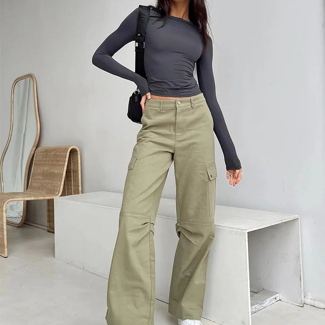 Dame T-skjorte med Lange Ermer – Slim Fit & Ensfarget | Casual Høst/Vår Top