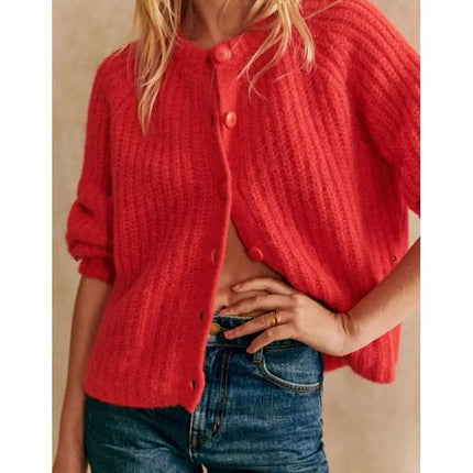 Y2K-Inspirert Strikkegenser for Kvinner – Løs Cardigan med Knapper | Myk og Trendy Genser til Høst og Vinter