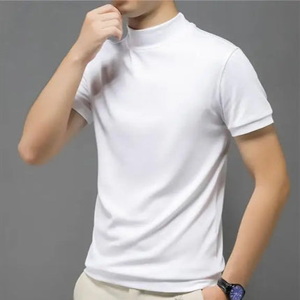 Klassisk Y2K Turtleneck T-skjorte for Herre – Kortermet Streetwear i Myk Modal