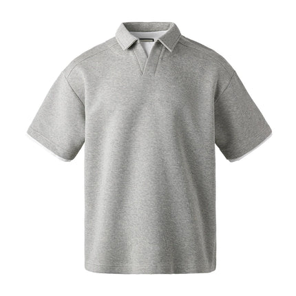 Polo T-skjorte til Herre – Retro Kortermet Topp med Lag-på-Lag Effekt