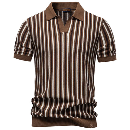 Stripet Ice Silk Polo T-skjorte til Herre – Sval & Pustende Sommerstil