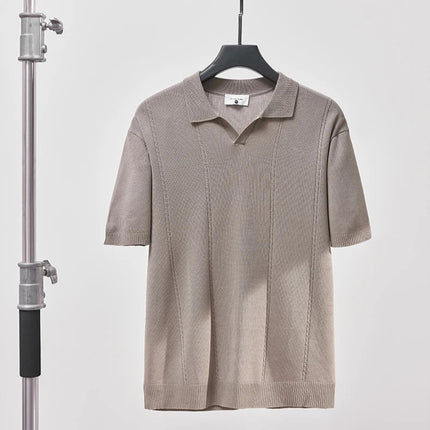 Sommer Polo T-skjorte til Herre – V-hals, Slim Fit & Britisk Stil