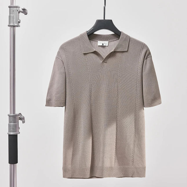 Sommer Polo T-skjorte til Herre – V-hals, Slim Fit & Britisk Stil