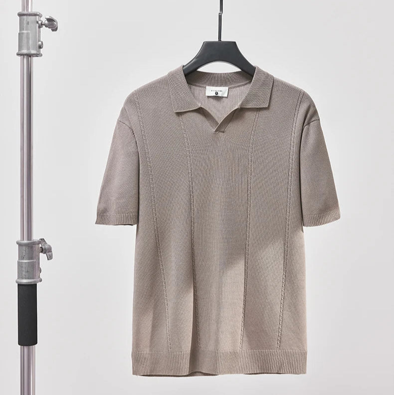 Sommer Polo T-skjorte til Herre – V-hals, Slim Fit & Britisk Stil