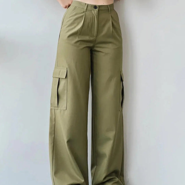 Vintage Cargo Bukser til Dame – Trendy Y2K Parachute Pants i Beige