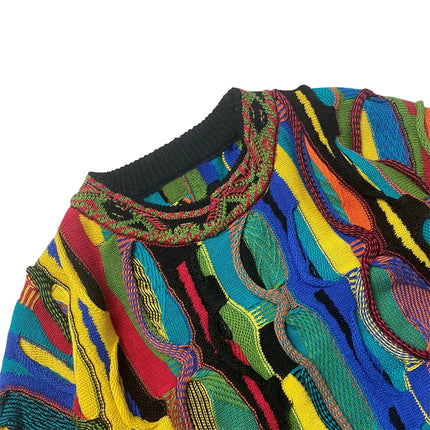 Fargerik Strikkegenser for Menn – Etno-inspirert Design med Striper | Myk, Trendy og Unik Pullover til Høst og Vinter