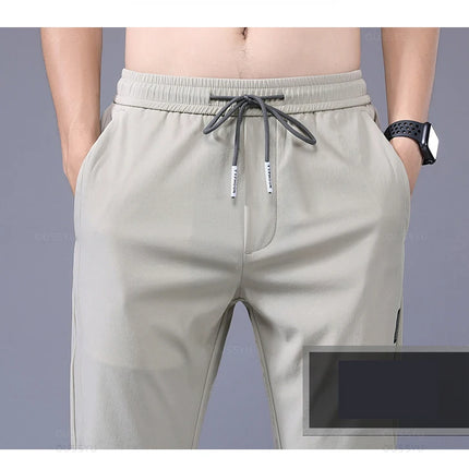 Tynne Herrebukser til Vår og Sommer – Grønn, Ensfarget med Applikasjonsdetaljer og Lommer