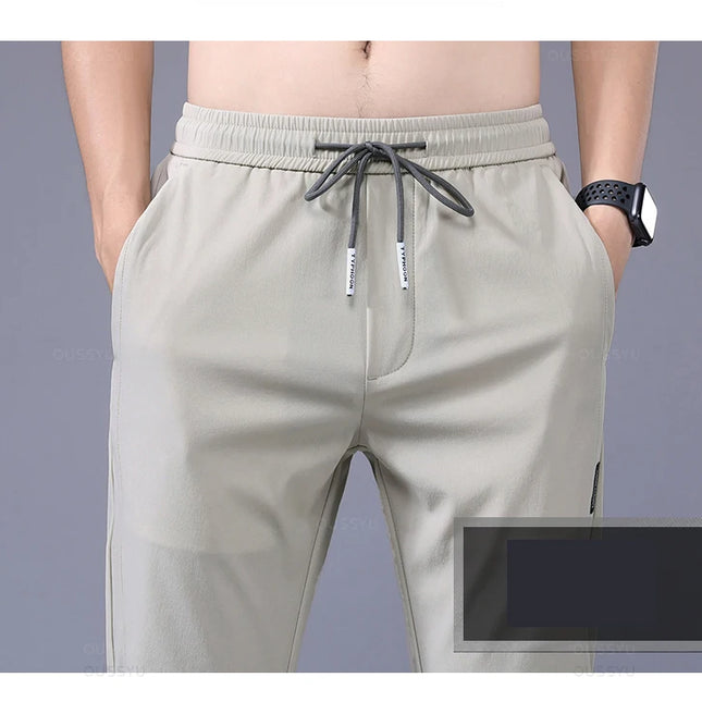 Tynne Herrebukser til Vår og Sommer – Grønn, Ensfarget med Applikasjonsdetaljer og Lommer