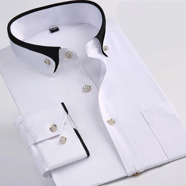 Formell Herreskjorte med Lange Ermer – Perfekt for Bryllup og Fest, Tilgjengelig i Store Størrelser (Opp til 14XL)