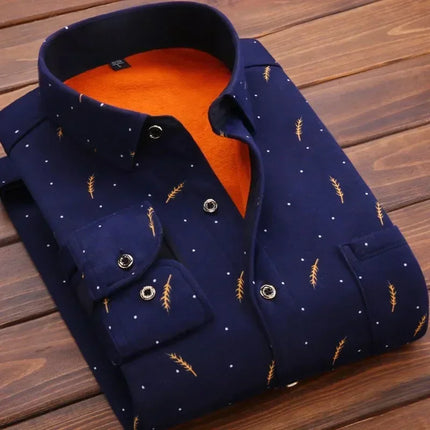 Vinter Skjorte for Menn – Tykk Flanellskjorte med Pelsfôr | Varm, Klassisk Rutete Skjorte til Hverdags og Formell Bruk