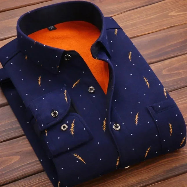 Vinter Skjorte for Menn – Tykk Flanellskjorte med Pelsfôr | Varm, Klassisk Rutete Skjorte til Hverdags og Formell Bruk