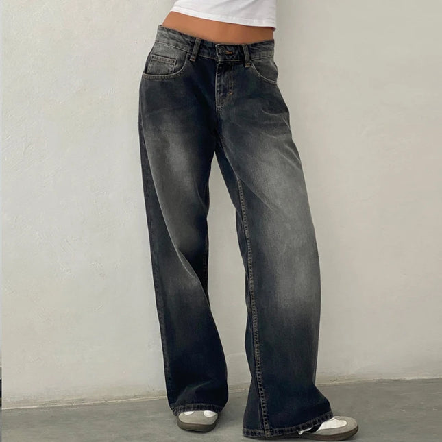 Y2K Baggy Jeans – Lav Midje & Vide Bein for Kvinner
