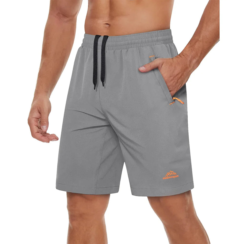 Hurtigtørkende Treningsshorts for Herre – Sommershorts med Glidelåslommer til Løping, Gym og Tur