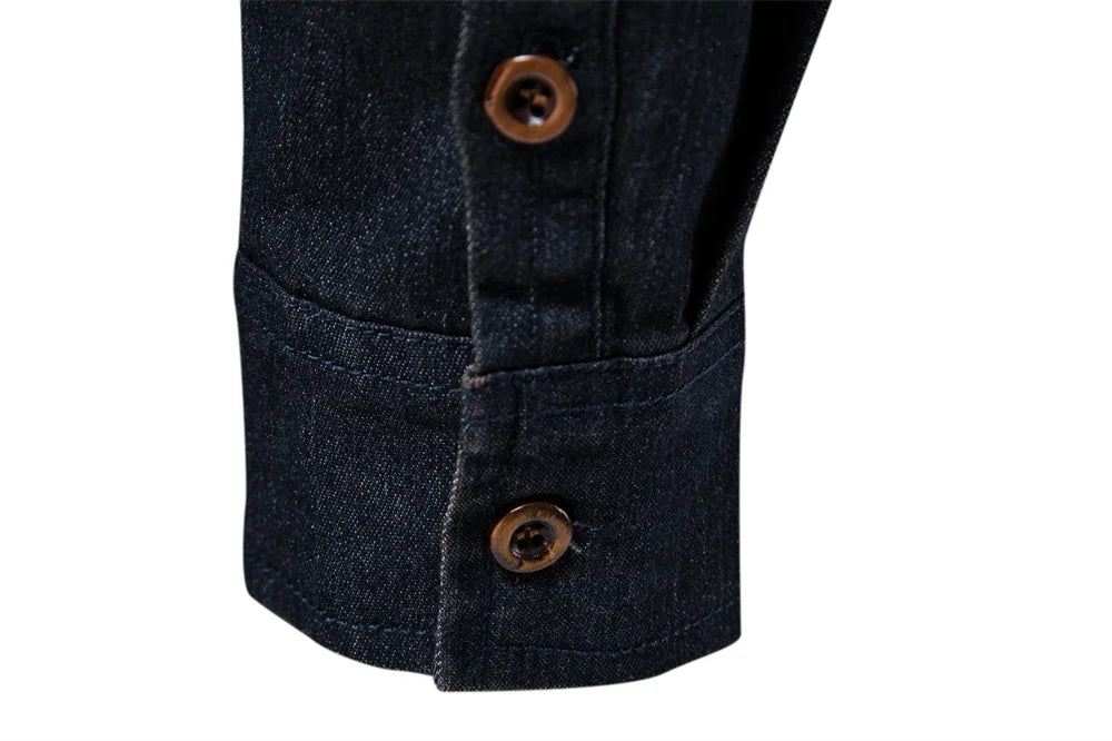 Slim Fit Denimskjorte for Herre – Elastisk Bomull og Klassisk Cowboy-stil med Moderne Passform