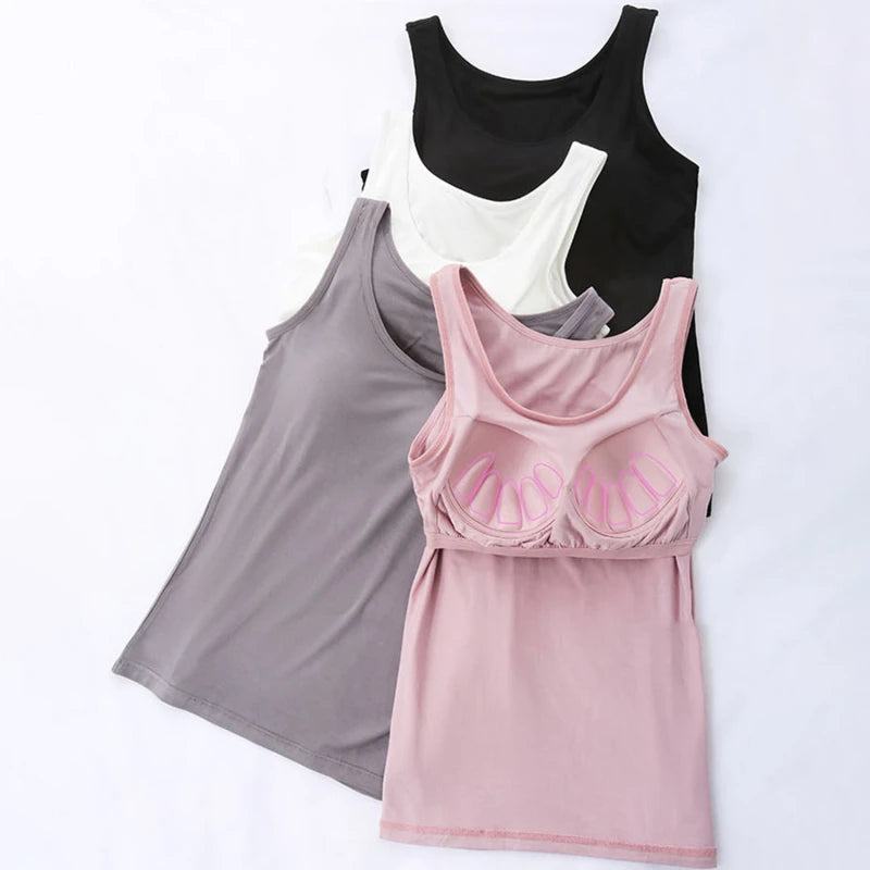 Dame Singlet med Innebygd BH – Slim Fit Topp med Polstring