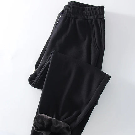 Vinter Joggebukse for Kvinner – Tykk Fleece og Rett Passform | Myk, Varm og Komfortabel Bukse i Grå Fløyel