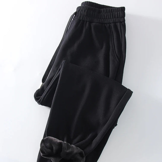 Vinter Joggebukse for Kvinner – Tykk Fleece og Rett Passform | Myk, Varm og Komfortabel Bukse i Grå Fløyel