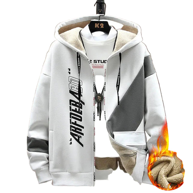 Herre Hettejakke – Varm & Tykk Hoodie med Glidelås, Snøring og Lommer | Trendy Høst & Vinterstil