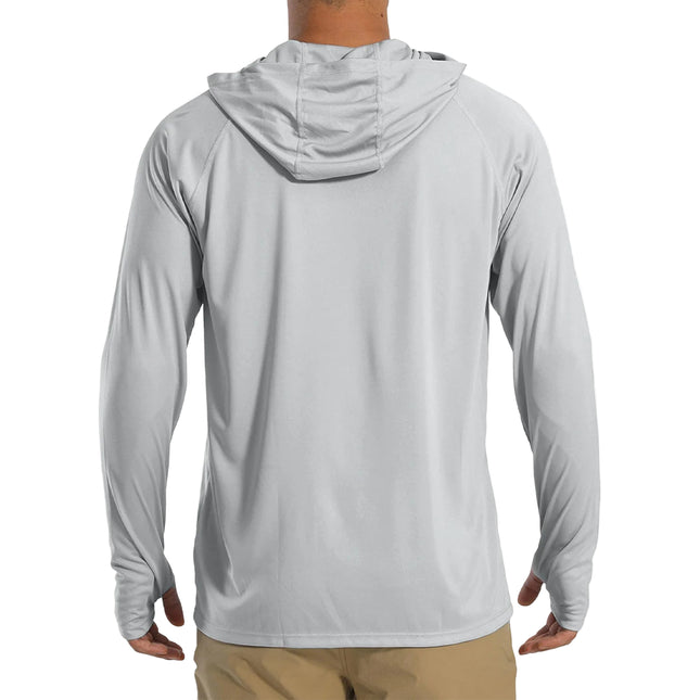 Herre UV-Beskyttende Hettegenser – UPF 50+ Langermet T-skjorte | Hurtigtørkende Sommer- & Treningsplagg