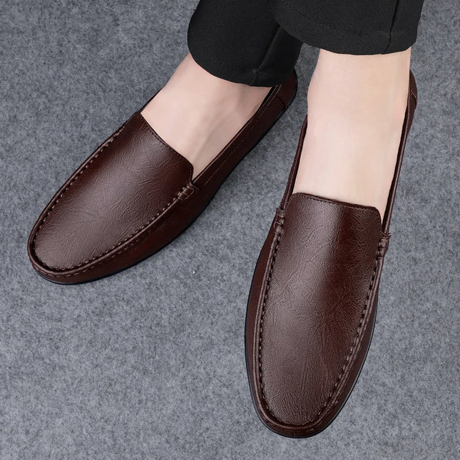 Herre Loafers i Ekte Skinn – Håndlagde Slip-on Mokasiner med Myk Såle