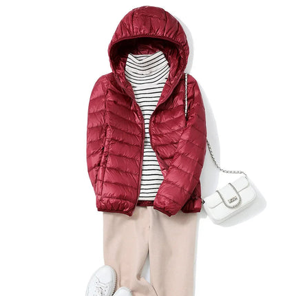 Dame Dunjakke med Hette – Ultralett & Kort Pufferjakke | Vindavvisende & Pustende