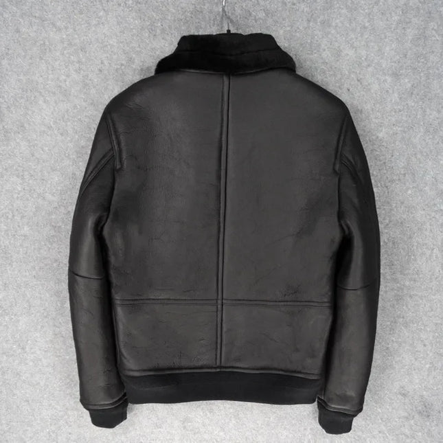 Eksklusiv Herrejakke i Ekte Skinn & Saueskinnspels – Varm Pilotjakke i Luksuskvalitet | Vinterfrakk