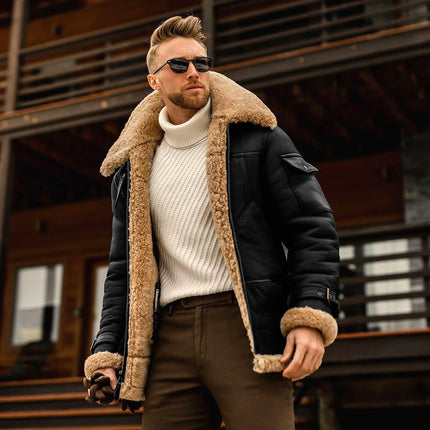 Herren-Jacke mit Fleecefutter – Vintage Cargo-Jacke mit Krage und Glidelås | Tykk Vinterjakke mit Lommer (2025)