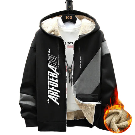 Herre Hettejakke – Varm & Tykk Hoodie med Glidelås, Snøring og Lommer | Trendy Høst & Vinterstil