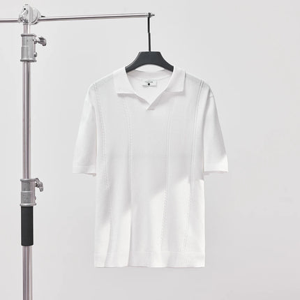 Sommer Polo T-skjorte til Herre – V-hals, Slim Fit & Britisk Stil