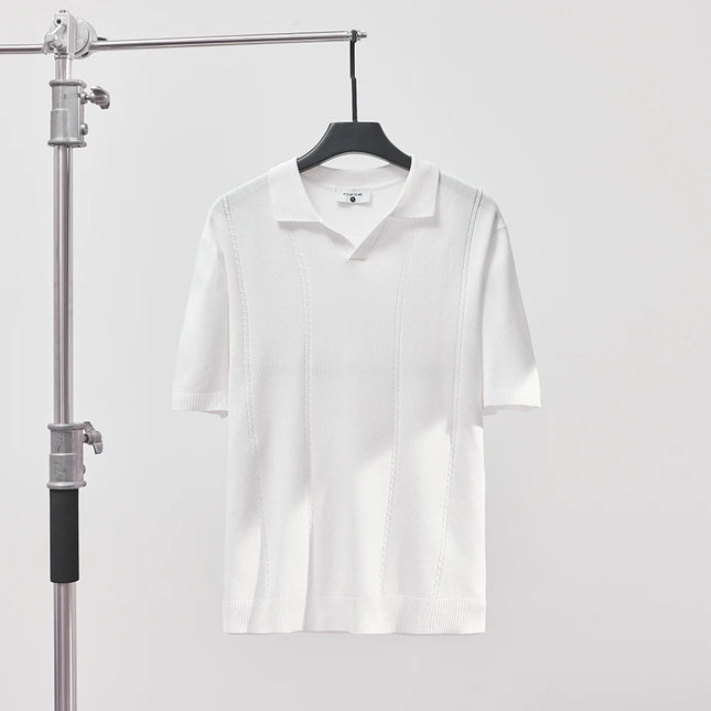Sommer Polo T-skjorte til Herre – V-hals, Slim Fit & Britisk Stil
