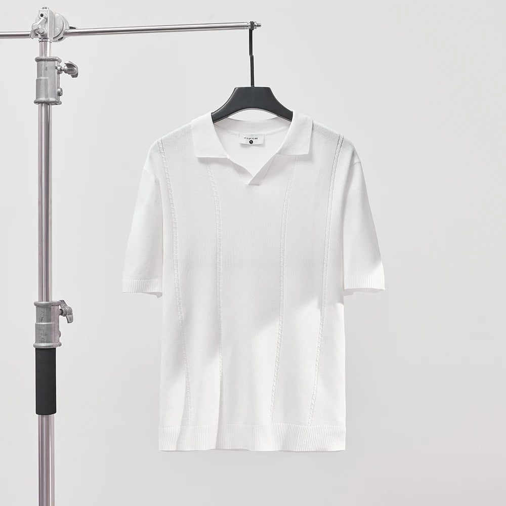 Sommer Polo T-skjorte til Herre – V-hals, Slim Fit & Britisk Stil