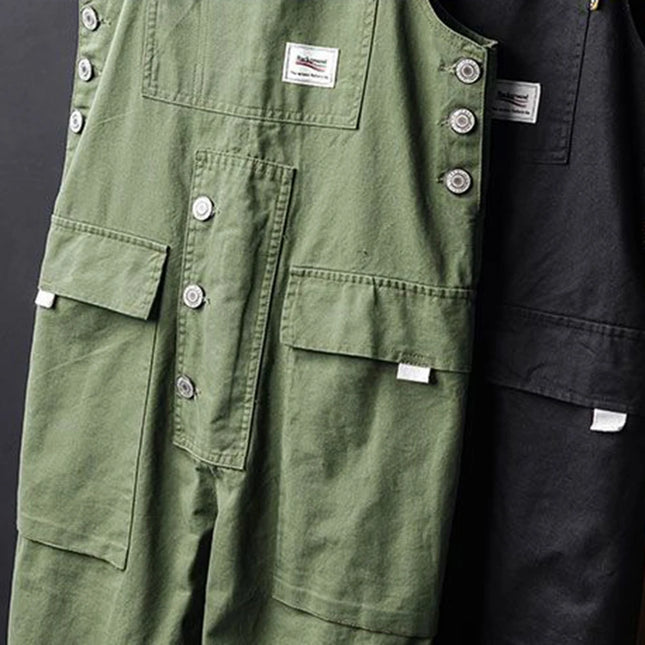 Retro Arbeidsoverall for Herre – Løs Passform i Khaki, Trendy Streetwear-Stil (2024 Nyhet)