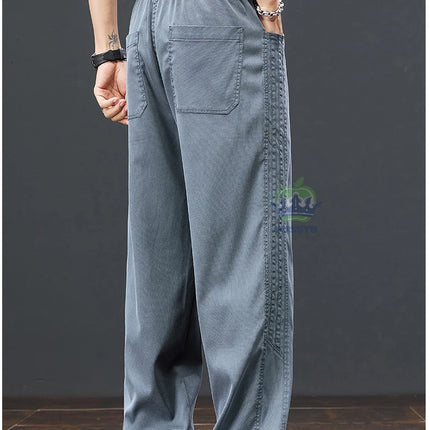 Sommerbukser for Herre i Lyocell – Løse, Vide Joggebukser med Elastisk Midje (opp til 5XL)