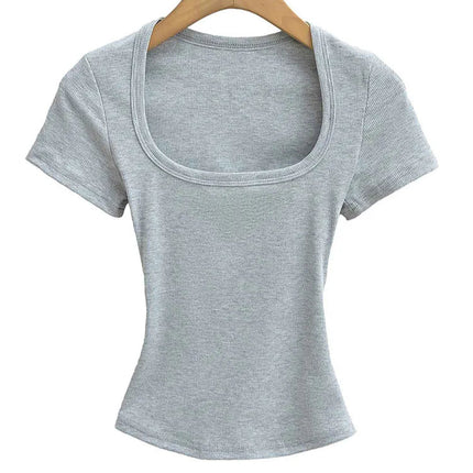 Sommerlig Kvadratisk Hals Crop Top – Kortermet Slim Fit