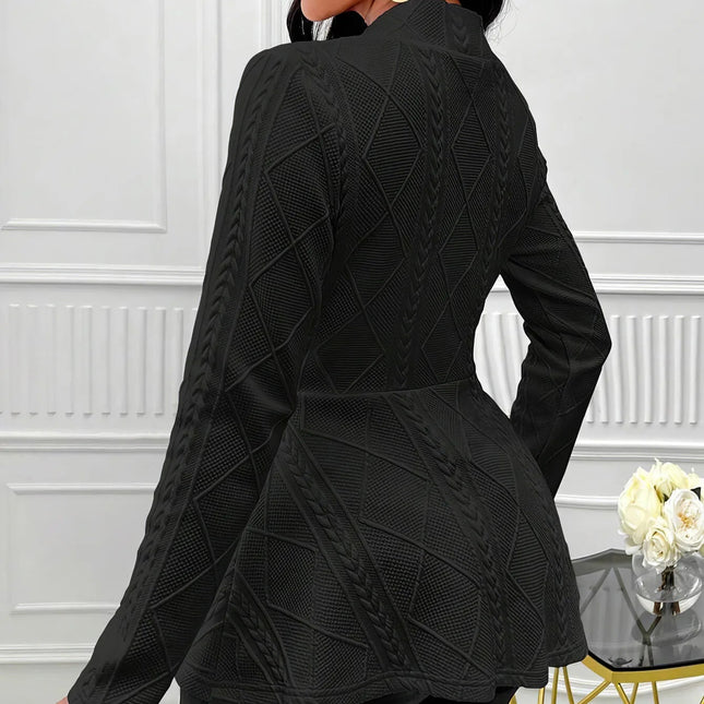 Elegant Dameblazer – Tykk Jacquard Jakke til Høst og Vinter