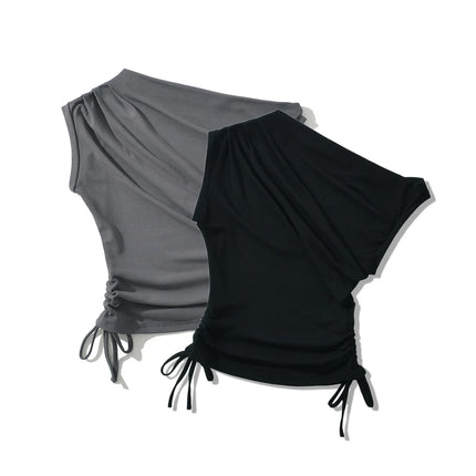 Énskulders Ribbestrikket Topp – Trendy Dame T-skjorte