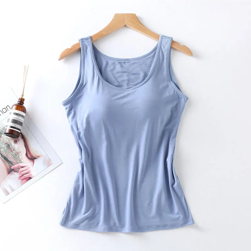 Dame Singlet med Innebygd BH – Slim Fit Topp med Polstring