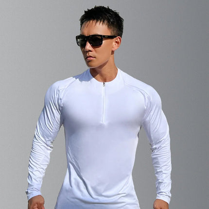 Herre Sport T-skjorte med Lange Ermer – Pustende & Quick Dry