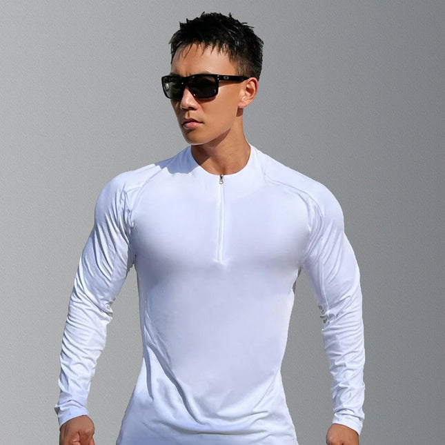 Herre Sport T-skjorte med Lange Ermer – Pustende & Quick Dry