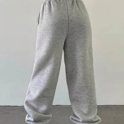 Vinter Joggebukse for Kvinner – Tykk Fleece og Rett Passform | Myk, Varm og Komfortabel Bukse i Grå Fløyel