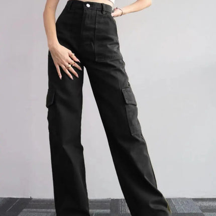 Vintage Cargo Bukser til Dame – Trendy Y2K Parachute Pants i Beige