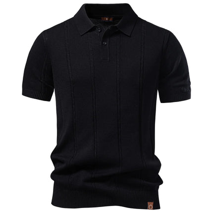 Stripet poloskjorte for menn med sval silkefølelse og klassisk golfstil